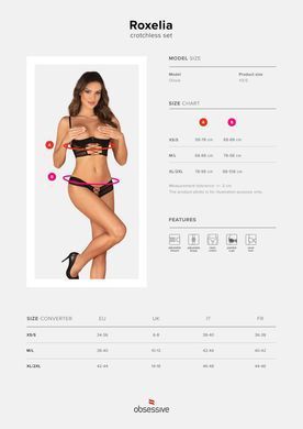 Комплект Obsessive Roxelia 2-pcs crotchless set M/L SO9072 фото Купити Комплект Obsessive Roxelia 2-pcs crotchless set XS/S  Obsessive (Польща) 1 782 грн