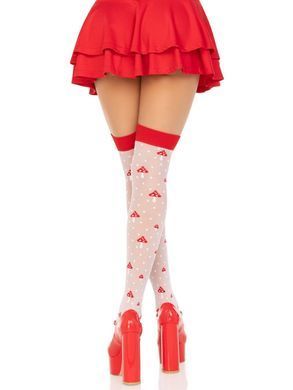 Панчохи Leg Avenue Polka Dot Mushroom Thigh Highs, One Size, біло-червоні, на резинці, малюнок &mdash; гриби SX1044 фото Купити Панчохи Leg Avenue Polka Dot Mushroom Thigh Highs, One Size, біло-червоні, на резинці, малюнок &mdash; гриби  Leg Avenue (США) 572 грн
