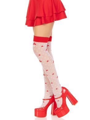 Панчохи Leg Avenue Polka Dot Mushroom Thigh Highs, One Size, біло-червоні, на резинці, малюнок &mdash; гриби SX1044 фото Купити Панчохи Leg Avenue Polka Dot Mushroom Thigh Highs, One Size, біло-червоні, на резинці, малюнок &mdash; гриби  Leg Avenue (США) 572 грн