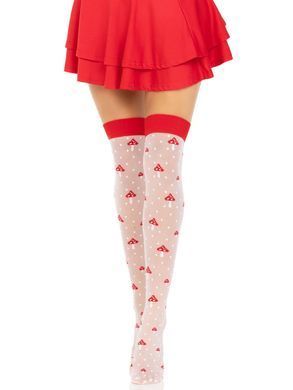 Панчохи Leg Avenue Polka Dot Mushroom Thigh Highs, One Size, біло-червоні, на резинці, малюнок &mdash; гриби SX1044 фото Купити Панчохи Leg Avenue Polka Dot Mushroom Thigh Highs, One Size, біло-червоні, на резинці, малюнок &mdash; гриби  Leg Avenue (США) 572 грн