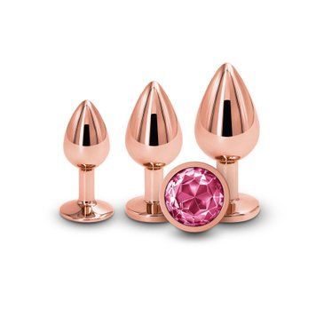 Набір анальних пробок Rear Assets Rose Gold &mdash; 3 розміри з рожевим кристалом