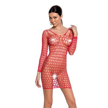 Бодистокинг-платье с глубоким воротом Passion BS093 red, длинные рукава SO6398 фото Купить   Passion (Польща) 803 грн