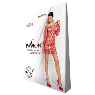 Бодістокінг-сукня з глибоким коміром Passion BS093 red, довгі рукави SO6398 фото Купити Бодістокінг-сукня з глибоким коміром Passion BS093 black, довгі рукави  Passion (Польща) 803 грн