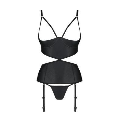 Корсет с открытой грудью Passion JANNIES CORSET L/XL black, стринги в наборе SO8445 фото Купить   Passion (Польща) 2 577 грн