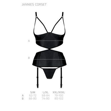 Корсет с открытой грудью Passion JANNIES CORSET L/XL black, стринги в наборе SO8445 фото Купить   Passion (Польща) 2 577 грн