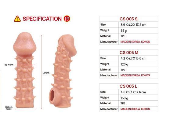 Насадка на член Kokos Cock Sleeve CS 005 M SX1459 фото Купити Насадка на член Kokos Cock Sleeve CS 005 M  Kokos (Південна Корея) 618 грн