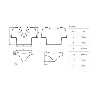 Еротичний костюм поліцейського Obsessive Police set S/M, black, топ, шорти, кепка, пояс, портупея SO7725 фото Купити Еротичний костюм поліцейського Obsessive Police set S/M, black, топ, шорти, кепка, пояс, портупея  Obsessive (Польща) 2 771 грн