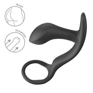 Анальна пробка з ерекційним кільцем Fun Factory BOOTIE RING Black SX3309 фото Купити Анальна пробка з ерекційним кільцем Fun Factory BOOTIE RING slate  Fun Factory  620 грн