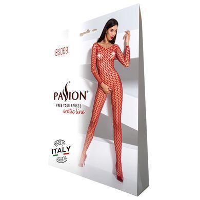 Бодістокінг Passion BS068 red, комбінезон, велика сітка, довгий рукав PBS068R фото Купити Бодістокінг Passion BS068 red, комбінезон, велика сітка, довгий рукав  Passion (Польща) 803 грн