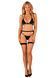 (SALE) Комплект белья Obsessive Selinne 3-pcs set XS/S Black, бюстгальтер, стринги пояс для чулок SO8667 фото 6