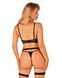 (SALE) Комплект белья Obsessive Selinne 3-pcs set XS/S Black, бюстгальтер, стринги пояс для чулок SO8667 фото 2