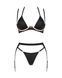 (SALE) Комплект белья Obsessive Selinne 3-pcs set XS/S Black, бюстгальтер, стринги пояс для чулок SO8667 фото 3