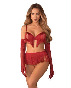 Комплект Obsessive Rossay Red 4-pcs crotchless set L/XL Obsessive  &mdash; фото