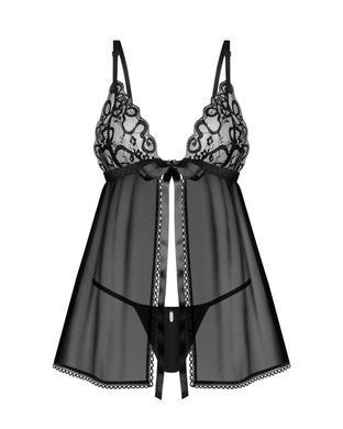 Сорочка беби-долл Obsessive Blomentis babydoll & thong, XS/S, кружевной лиф, стринги в комплекте SX1023 фото Купить   Obsessive (Польща) 1 690 грн