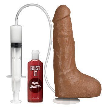 Комплект Doc Johnson Bust It Caramel: фалоімітатор, шприц, рідина Nut Butter