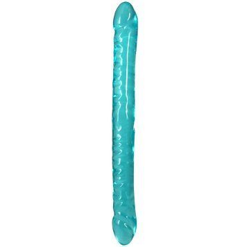 Doc Johnson Crystal Jellies Double Dong Teal &mdash; двосторонній фалоімітатор