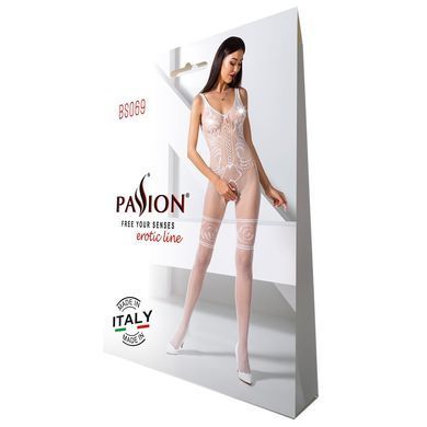 Бодістокінг Passion BS069 white, комбінезон, імітація панчох і боді PBS069W фото Купити Бодістокінг Passion BS069 white, комбінезон, імітація панчох і боді  Passion (Польща) 803 грн