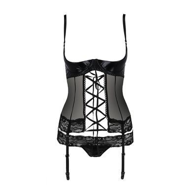 Корсет з відкритими грудьми Passion Exclusive NORTH CORSET L/XL, black, пажі, трусики, шнурівка PS24004 фото Купити Корсет з відкритими грудьми Passion Exclusive NORTH CORSET L/XL, black, пажі, трусики, шнурівка  Passion (Польща) 2 586 грн