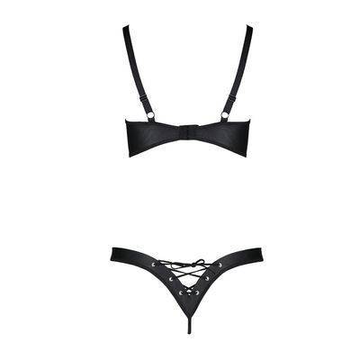 Комплект з екошкіри Passion CELINE BIKINI L/XL black, відкритий бра зі стрічками, стрінги SO6400 фото Купити Комплект з екошкіри Passion CELINE BIKINI L/XL black, відкритий бра зі стрічками, стрінги  Passion (Польща) 3 769 грн