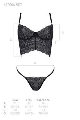 Комплект Passion KERRIA SET black, L/XL, сітка+мереживо, бюстьє та стрінги SX0491 фото Купити Комплект Passion KERRIA SET black, L/XL, сітка+мереживо, бюстьє та стрінги  Passion  2 648 грн