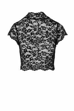 Топ Noir Handmade F303 Essence, S, black, кружевной, короткий рукав, воротник-стойка SX0255 фото Купить   Noir Handmade (Польща) 2 263 грн