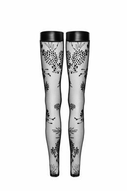 Чулки без мыска Noir Handmade F243 Tulle stockings with patterned flock embroidery, S SX0155 фото Купить   Noir Handmade (Польща) 1 939 грн