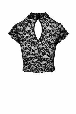 Топ Noir Handmade F303 Essence, S, black, кружевной, короткий рукав, воротник-стойка SX0255 фото Купить   Noir Handmade (Польща) 2 263 грн