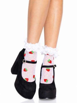 Шкарпетки жіночі з полуничним принтом Leg Avenue Strawberry ruffle top anklets One size, мереживні м SO8583 фото Купити Шкарпетки жіночі з полуничним принтом Leg Avenue Strawberry ruffle top anklets One size, мереживні м  Leg Avenue (США) 480 грн