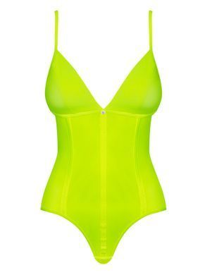 Неоново-жовтий боді Obsessive Neonia зі змійкою на спині, S/M Obsessive  &mdash; фото