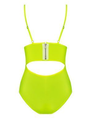 Неоново-жовтий боді Obsessive Neonia зі змійкою на спині, S/M Obsessive  &mdash; фото