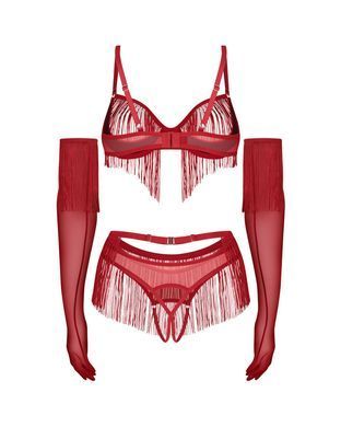 Комплект Obsessive Rossay Red 4-pcs crotchless set 2XL/3XL Obsessive  &mdash; фото