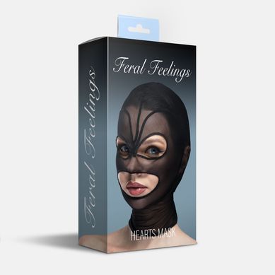 Маска сердце сетка с открытым ртом и глазами Feral Feelings - Hearts Mask Black/Black SO9322 фото Купить   Feral Feelings (Україна) 738 грн