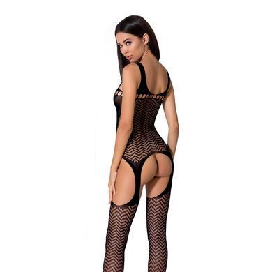 Бодистокинг Passion BS057 black, комбинезон, имитация чулок и пояса PBS057B фото Купить   Passion (Польща) 803 грн