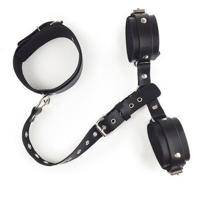 Фиксаторы для шеи и рук Art of Sex - Bondage Set из натуральной кожи, цвет черный SO5184 фото Купить   Art of Sex  5 488 грн
