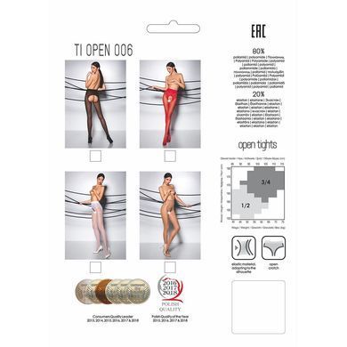 Эротические колготки Passion TIOPEN 006 3/4 (30 den), red, с вырезом, имитация трусиков PS24519 фото Купить   Passion (Польща) 507 грн