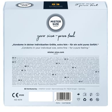 Презервативи Mister Size - pure feel - 53 (36 condoms), товщина 0,05 мм SO8051 фото Купити Презервативи Mister Size - pure feel - 53 (3 condoms), товщина 0,05 мм  Mister Size (Німеччина) 831 грн