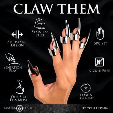 Набор колец с когтями Master Series Five-Piece Sensation Claw Rings - Silver SX1191 фото Купить   Master Series (США) 2 863 грн