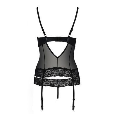 Корсет с открытой грудью Passion Exclusive NORTH CORSET S/M, black, пажи, трусики, шнуровка PS24005 фото Купить   Passion (Польща) 2 586 грн